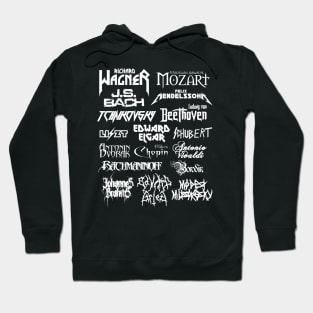 Heavy Metal-style Classical Composers (White Text) Hoodie